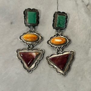 Vintage Don Lucas sterling and stone earrings.